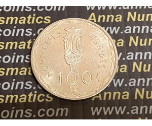 1966 French Colony New Hebrides Silver 100F X1 , GXF-aUNC